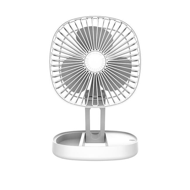 Tragbarer, Faltbarer Reiseventilator, Batteriebetrieben Und Wiederaufladbar, Weiß