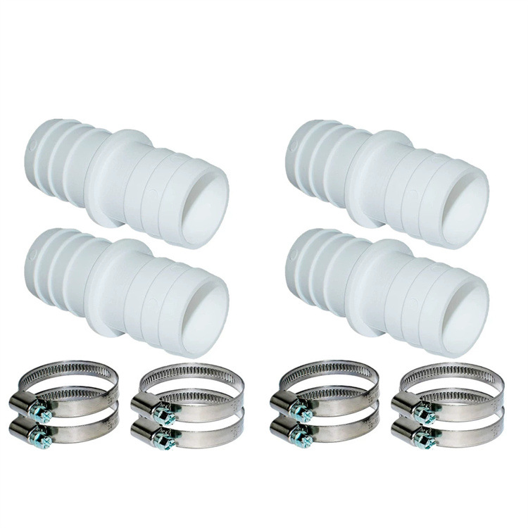 Schlauchverschraubungen, 38 Mm Durchmesser + 8 Universelle Edelstahl-schlauchschellen - Doppeladapter Für Schwimmbadschläuche