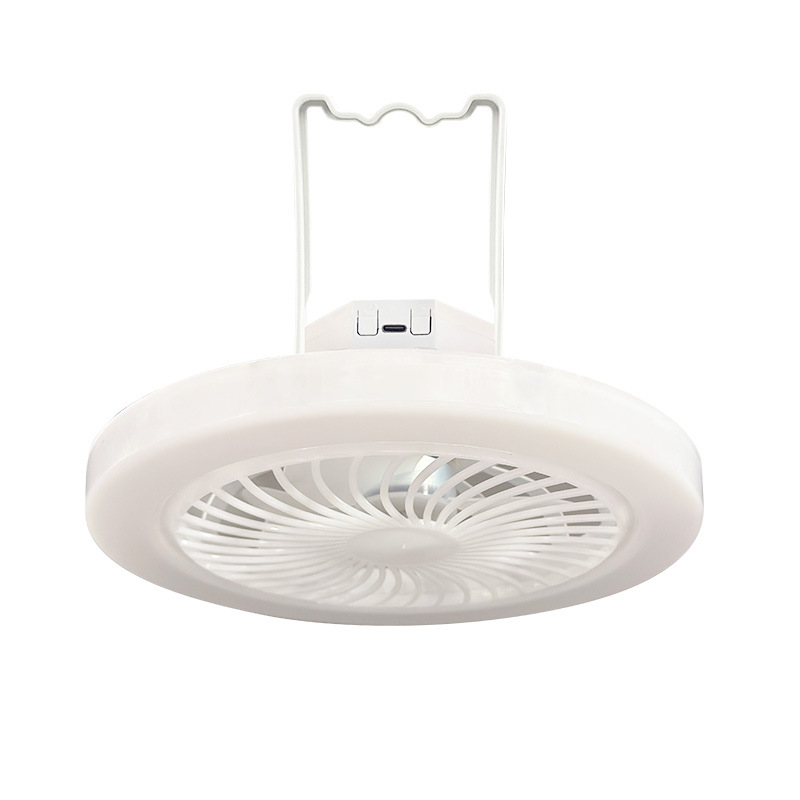 Tragbarer Campingventilator Mit Led-licht, Usb-ladefunktion, Drei Farben Erhältlich Und Einem Haken.