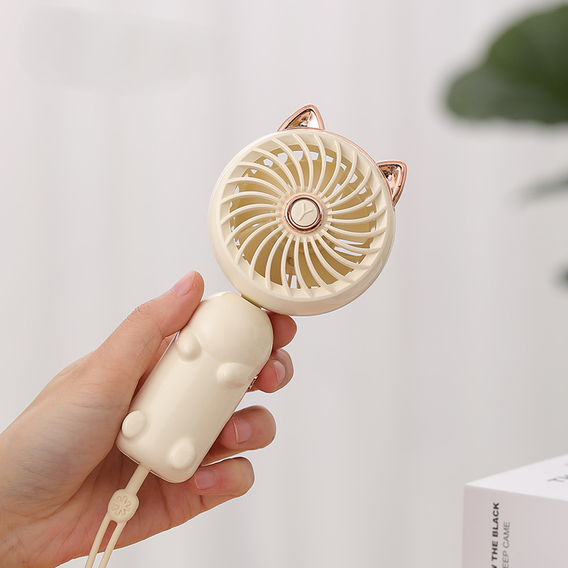 Kleiner, Faltbarer Ventilator, Tragbar Und Niedlich, Mit 3 Geschwindigkeitsstufen, Ideal Für Den Außenbereich – Weiß