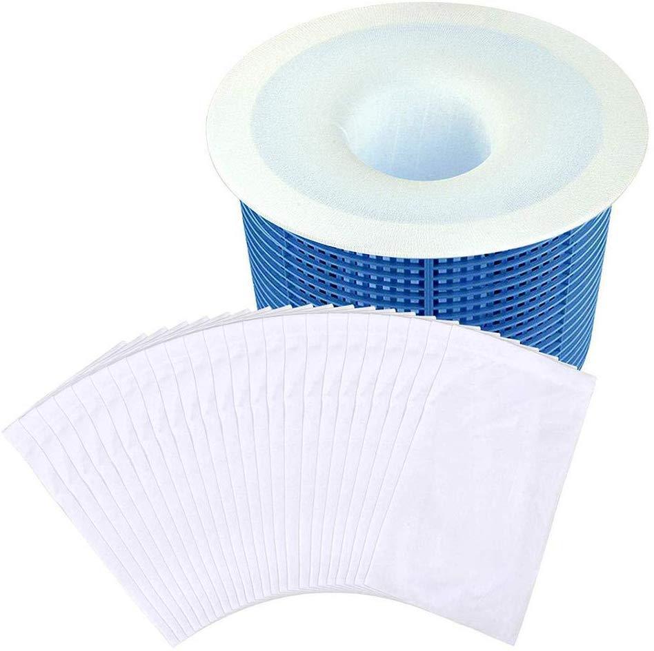 Packung Mit 60 Nylon-poolfilterhüllen, Geeignet Für Filterkörbe Und Skimmer, Weißes Poolzubehör.
