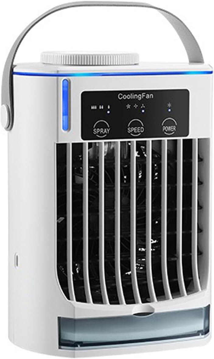 Mini-tischventilator Mit Usb-c-anschluss Und Sprühfunktion, Leise Und Tragbar, Ideal Für Zuhause Und Büro, Weiß