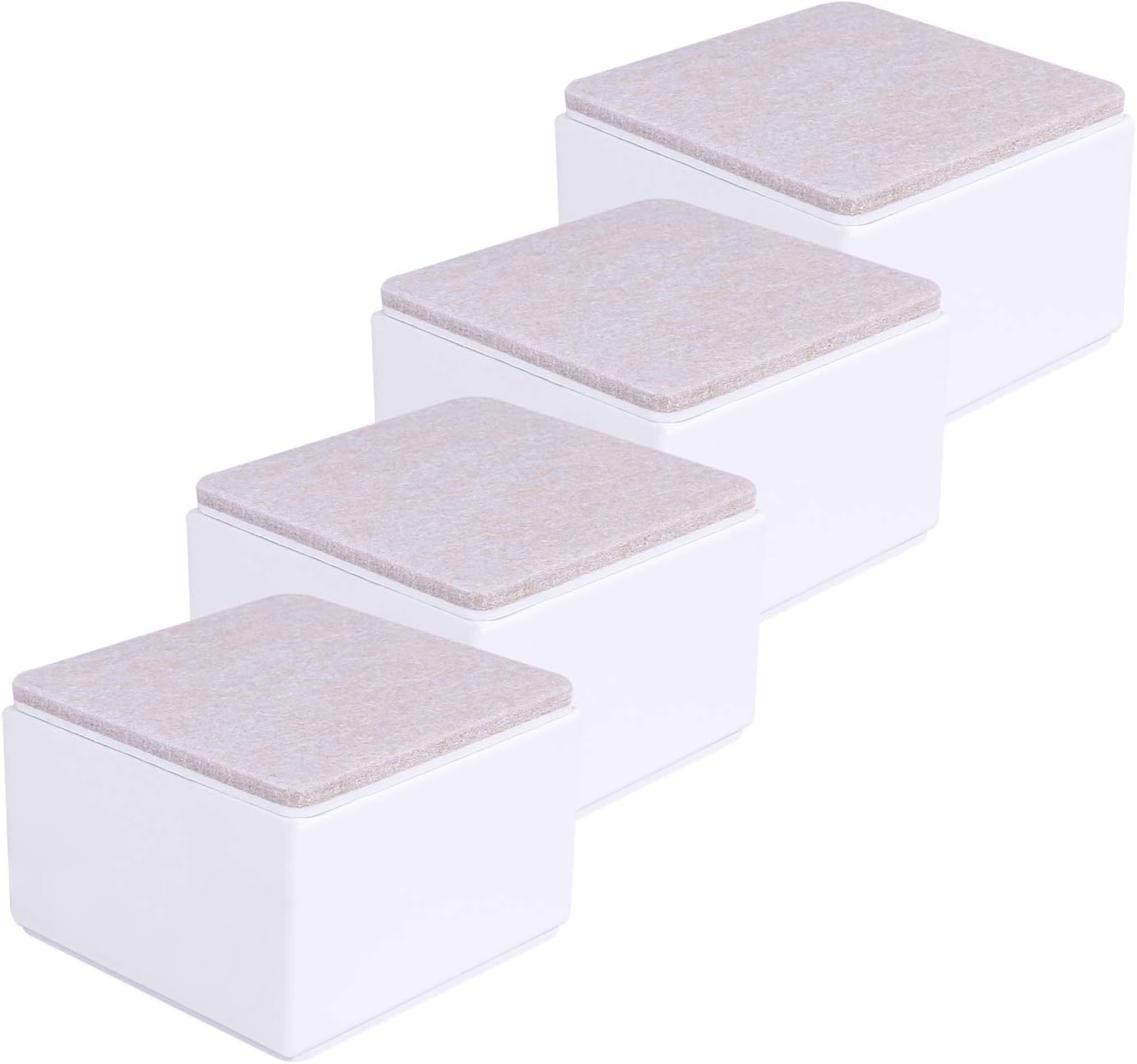 Set Mit 4 Möbelfüßen Aus Kohlenstoffstahl, 5 Cm Hoch, 8 Cm Hohe Bettfüße, Möbelfüße (weiße Quadrate)