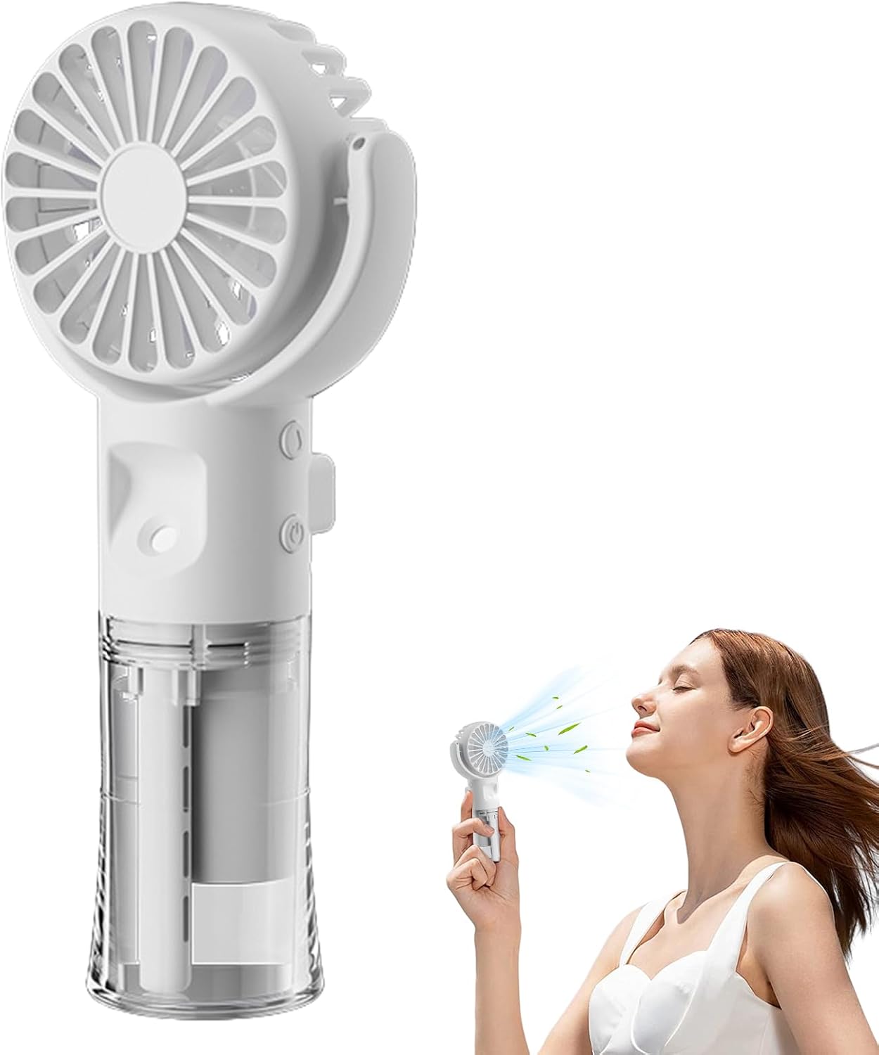 Tragbarer Sprühventilator Wiederaufladbarer Tragbarer Ventilator – 4-stufiger Tragbarer Kühler, Ideal Zum Wandern, Weiß