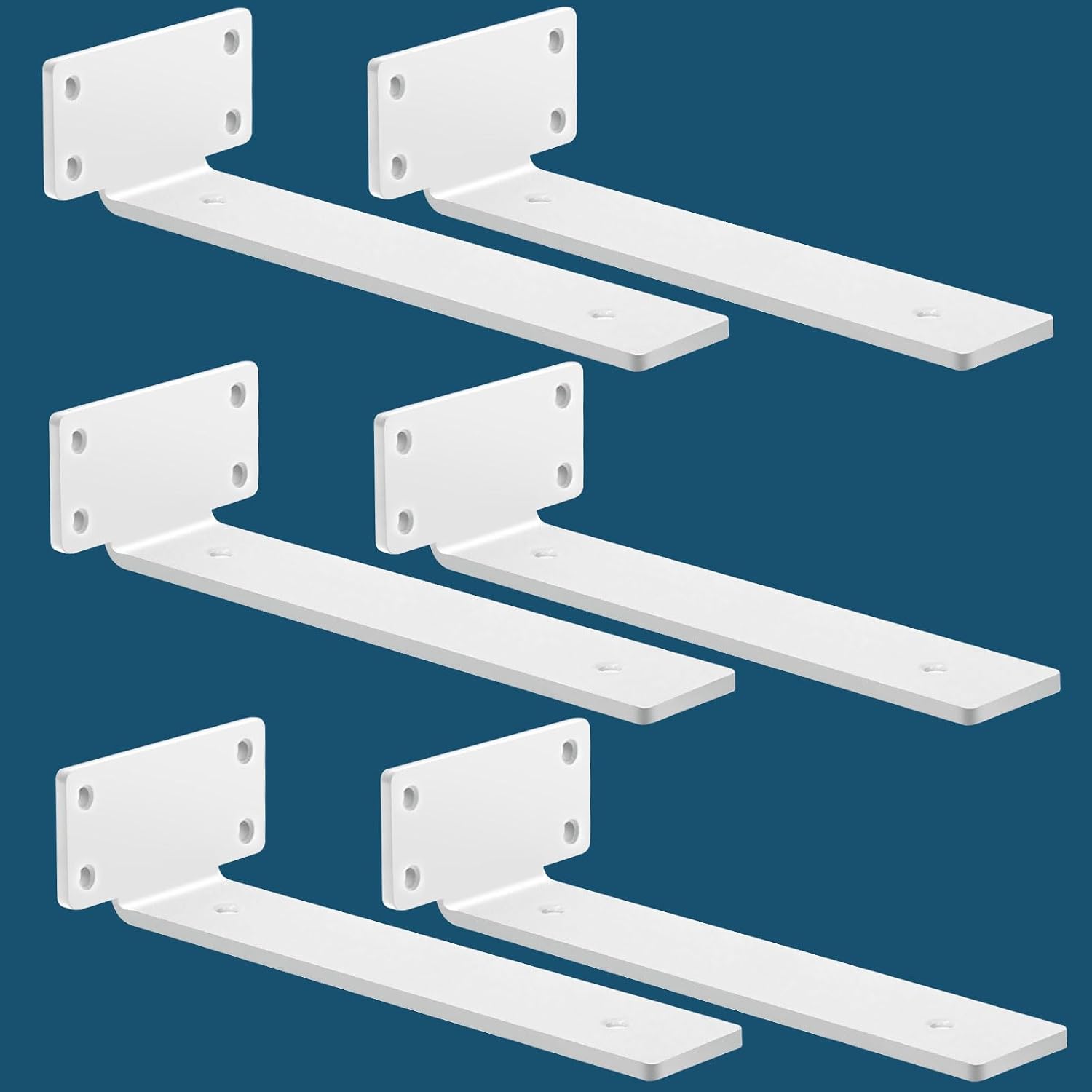 Set Mit 6 Wandregalhalterungen, Industriestil, Robuste Halterungen, Wandregalstütze, Weiß (15 Cm)