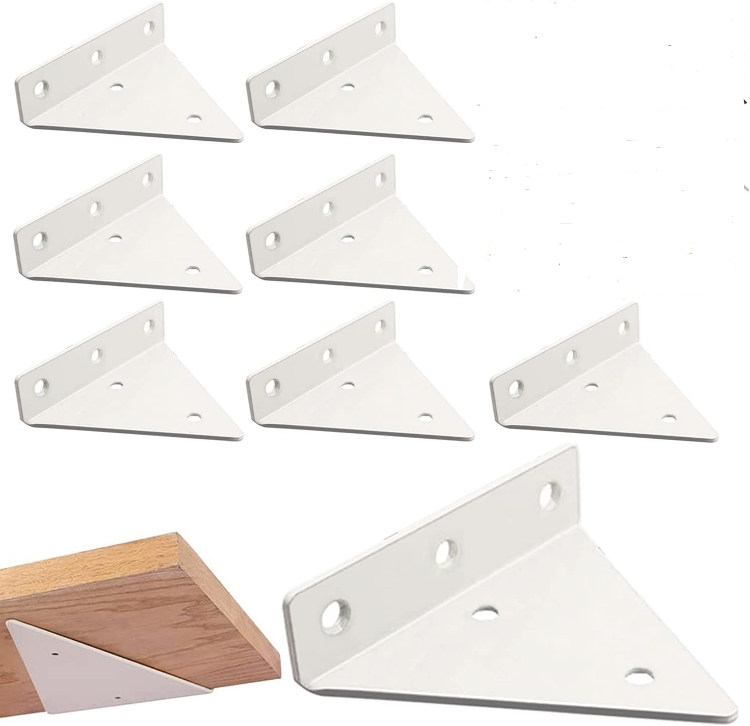 Set Mit 8 Schwebenden Regalträgern, Platzsparende, Verdeckte Dreieckige Regalträger, Weiß (5 X 5,8 Zoll)