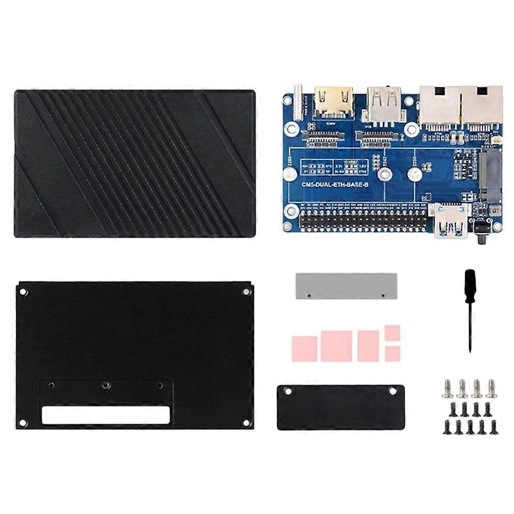 Cm5 Erweiterungskarte Mit Zwei 2,5-gbit/s-gigabit-rj45-anschlüssen, Usb 3.0, Tf-kartenleser, 4k-ausgang, Metallgehäuse Cm5-dual-eth-box-b