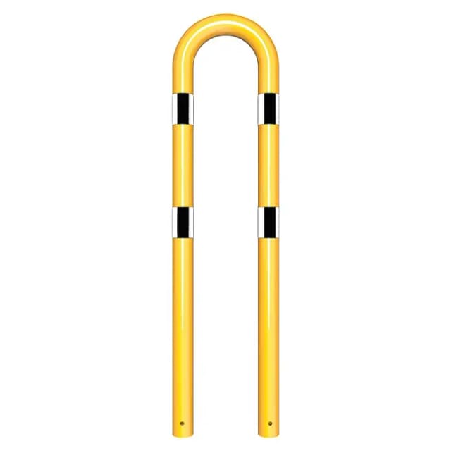 Schake Schutzbügel Ø76 mm, Breite 400 mm, Höhe über Flur 1150mm, zum Einbetonieren, gelb / schwarz