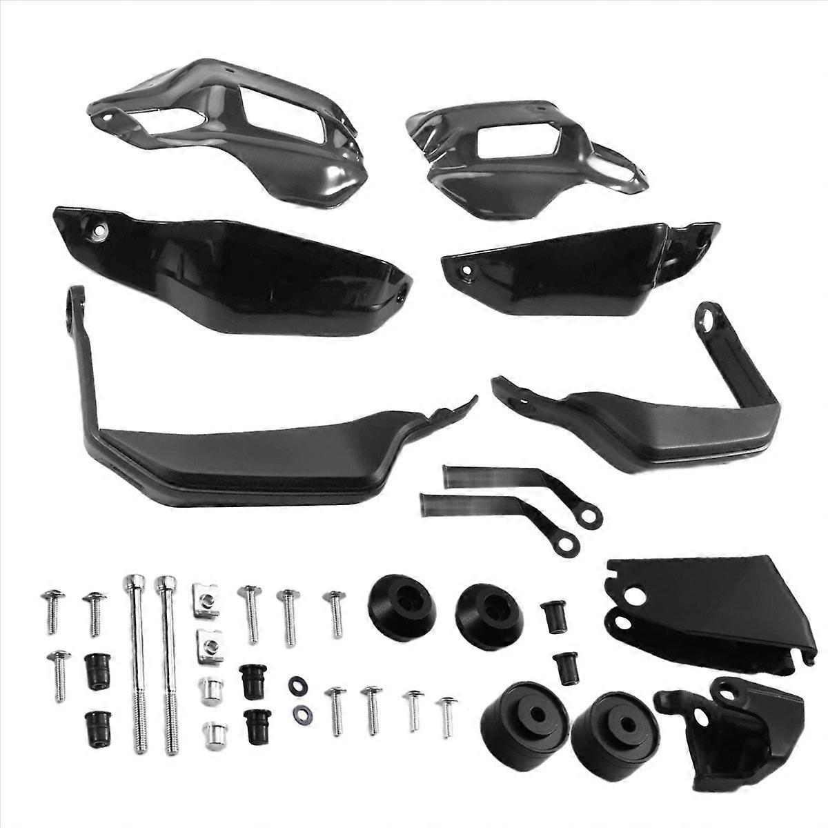 Motorrad-handschutz Mit Windschutzscheibe, Schwarz Und Grau.