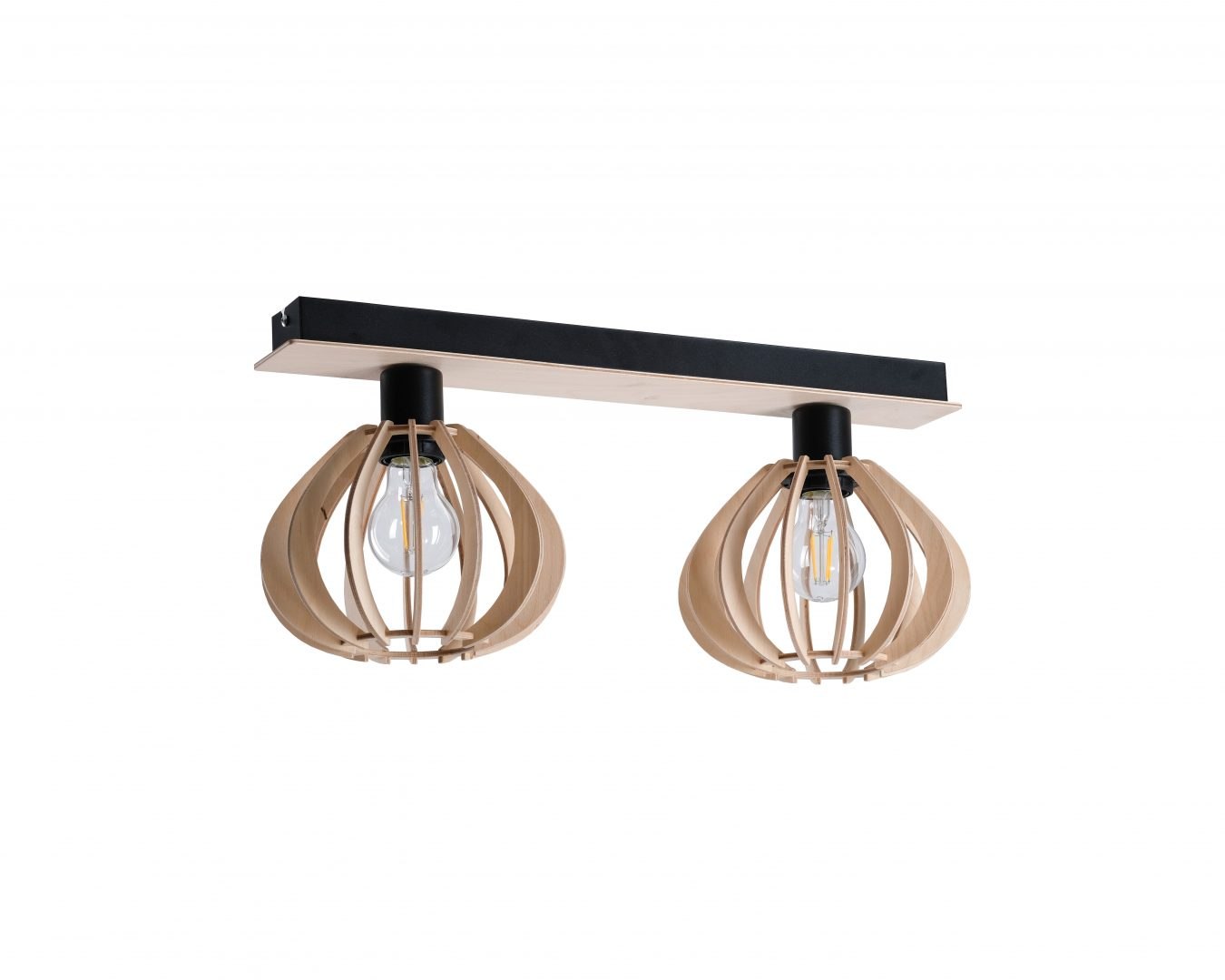 Deckenleuchte 2xe27 Nicoleta Natural And Schwarz 822 Keter Lighting