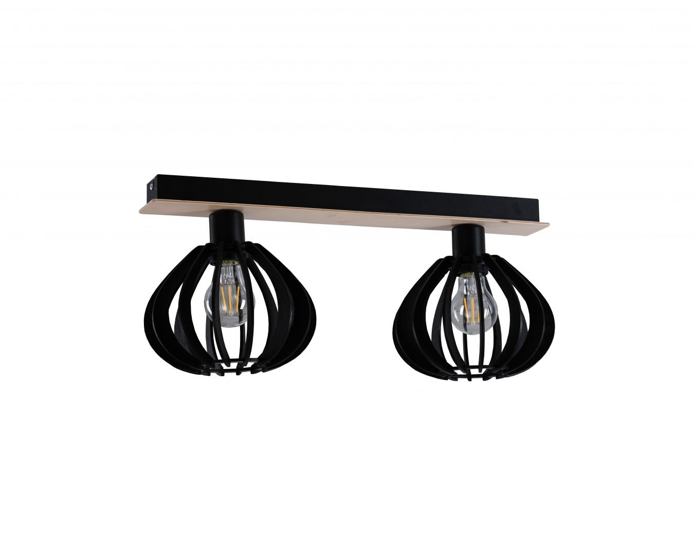 Deckenleuchte 2xe27 Nicoleta Schwarz And Natural 812 Keter Lighting