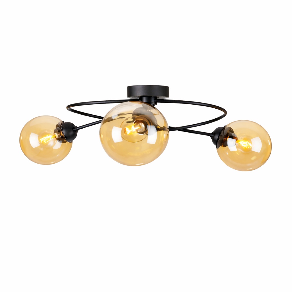 Deckenleuchte 3xe14 Lyra Schwarz Bernstein Ii Keter Lighting
