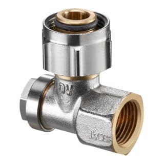 Oventrop Absperrwinkelverschraubung Combi 3 G 3/4 ÜMxRp 1/2 IG, Messing vernickelt