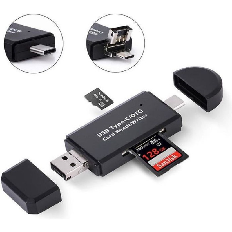 Sd-kartenleser/-schreiber – Viewtek – Rd320 – Usb, Micro-usb, Usb-c – Otg – Schwarz