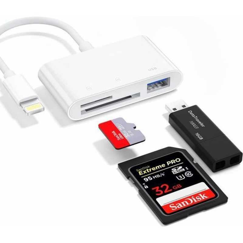 Rocketek 3-in-1 Sd-kartenleser – Usb Otg – Adapter Für Iphone/ipad – Anschluss Verschiedener Peripheriegeräte