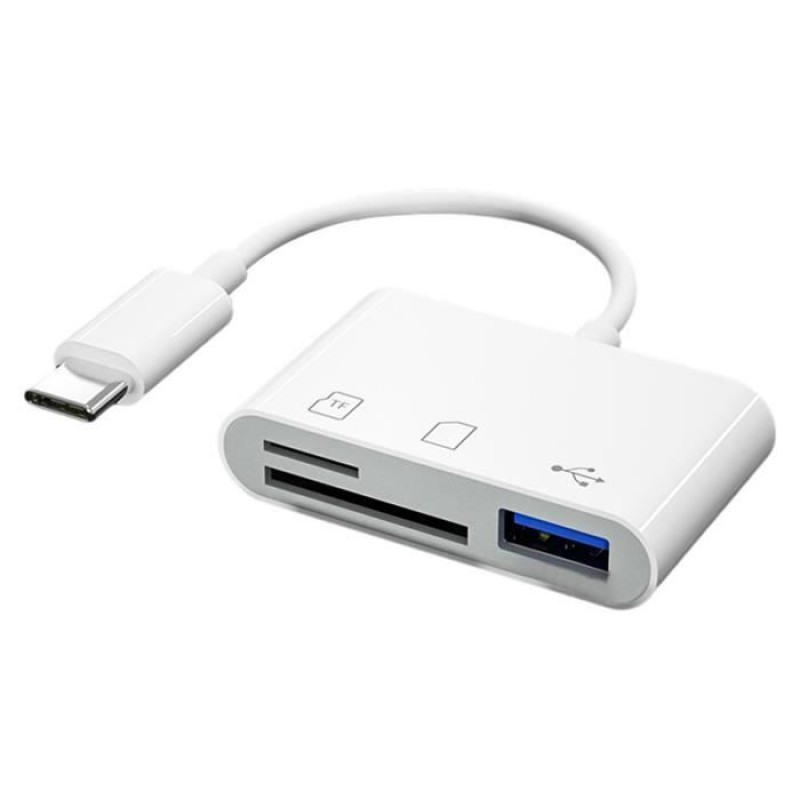 Flameer Usb-c Sd-kartenleser – Usb 3.0-adapter – Unterstützt Sd-/micro-sd-/tf-karten – Weiß – Otg