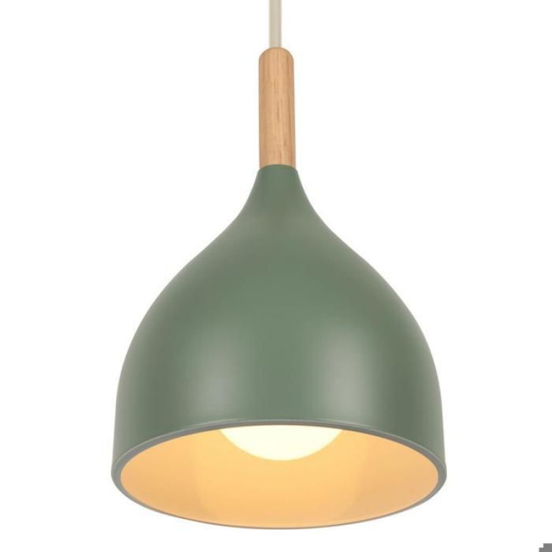 Smotop Pendelleuchte – Dunkelgrün – Metall Und Holz – E27 17×18 Cm