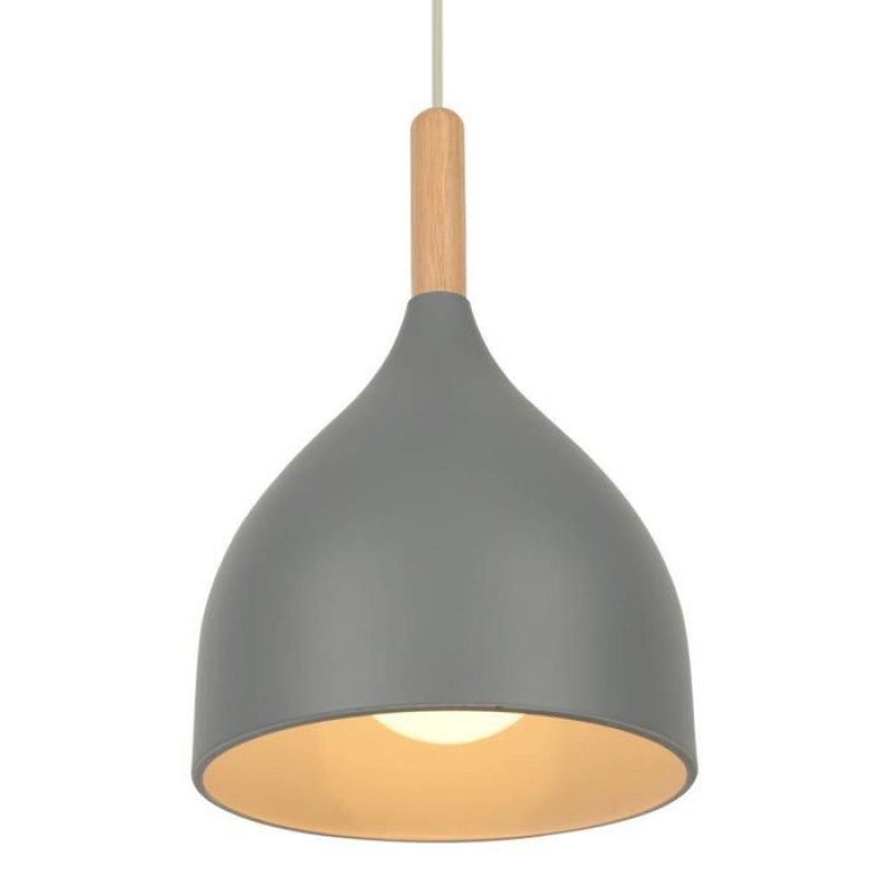 Pendelleuchte - Smotop - Grau - Metall & Holz - E27-fassung - Ø17 Cm
