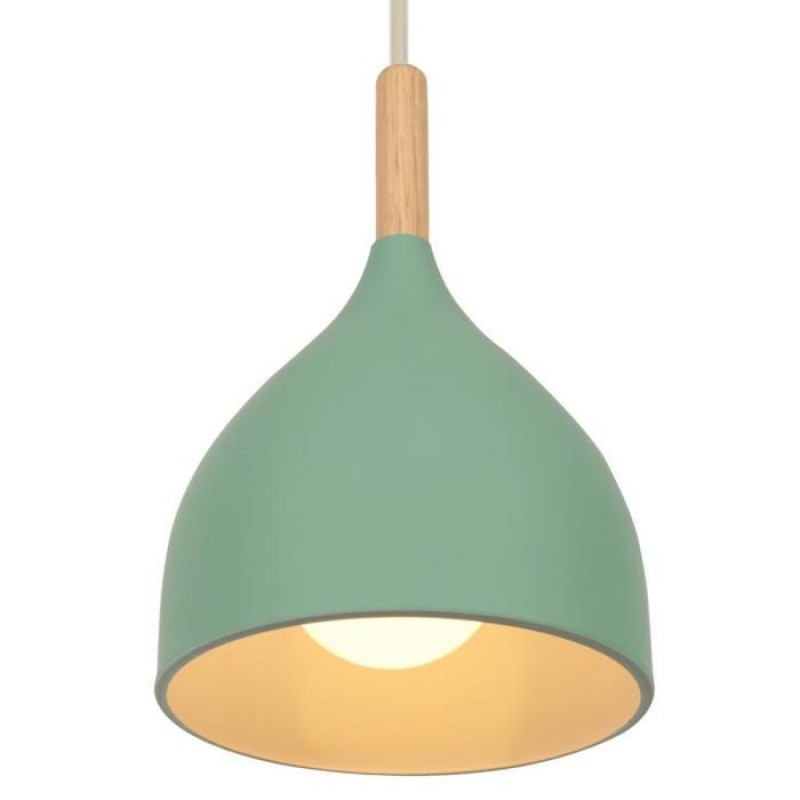 Pendelleuchte - Smotop - Hellgrün - Metall Und Holz - 1xe27 60w (ø17 Cm)
