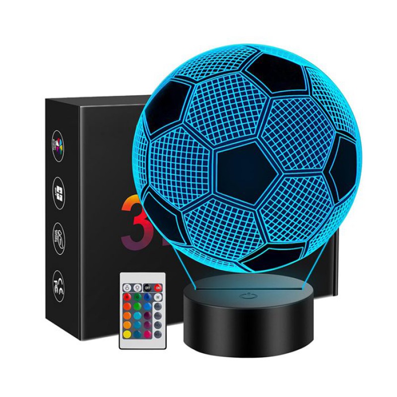 3d-fußball-nachtlicht – Kinder-nachttischlampe Mit 7 Farben – Geschenk Für Jungen Und Mädchen Mit Usb-fernbedienung
