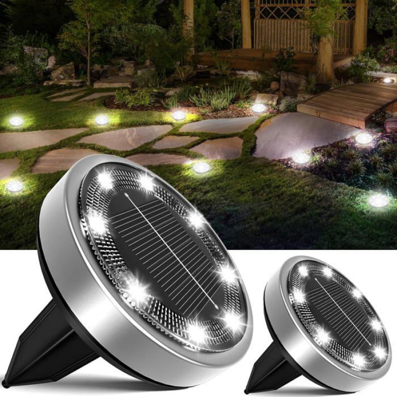 Einbau-solarstrahler – 2 Stück – Edelstahl – 8 Kaltweiße Leds – Garten, Terrasse, Einfahrt – Diy-zubehör