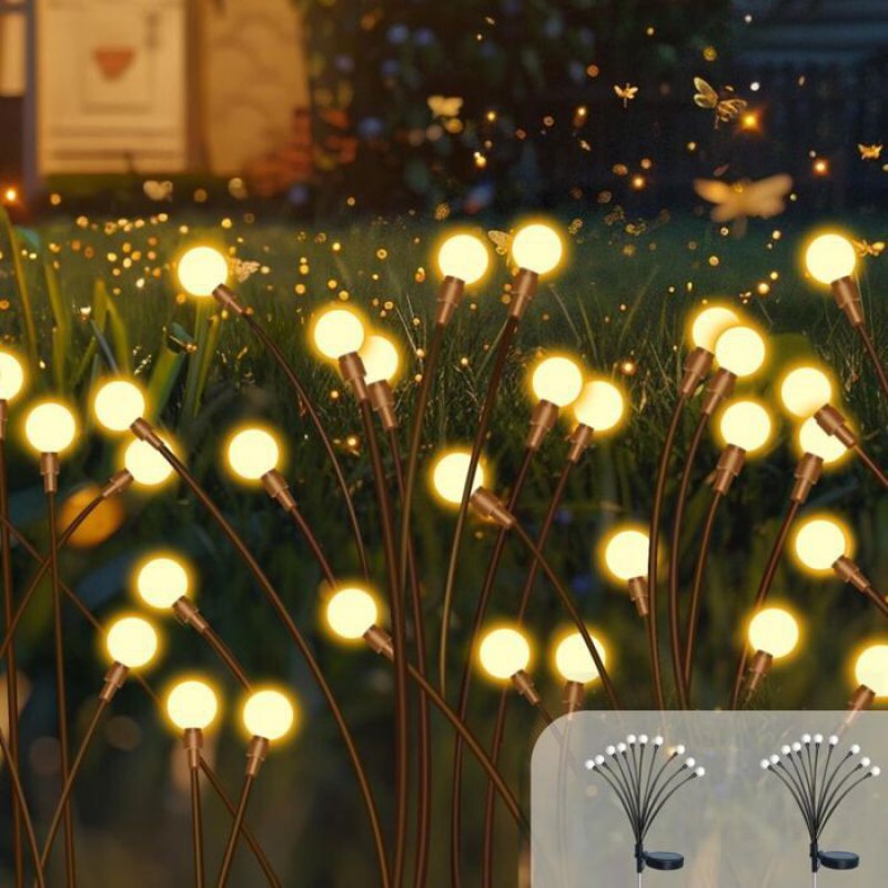 Lampen, 2er-pack (20 Leds) Solar-glühwürmchen-lichter Für Den Außenbereich, Gartenbeleuchtung, Dekorative Lampen, Ip65 Wasserdicht,