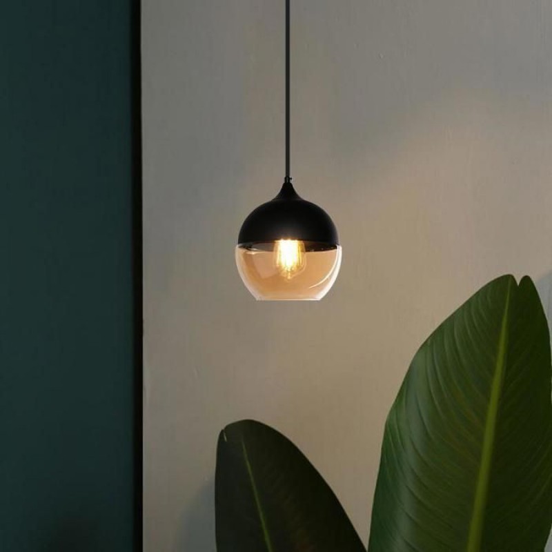 Pendelleuchte – Smotop – E27 – Glas Ø 20 Cm – Vintage-schwarz