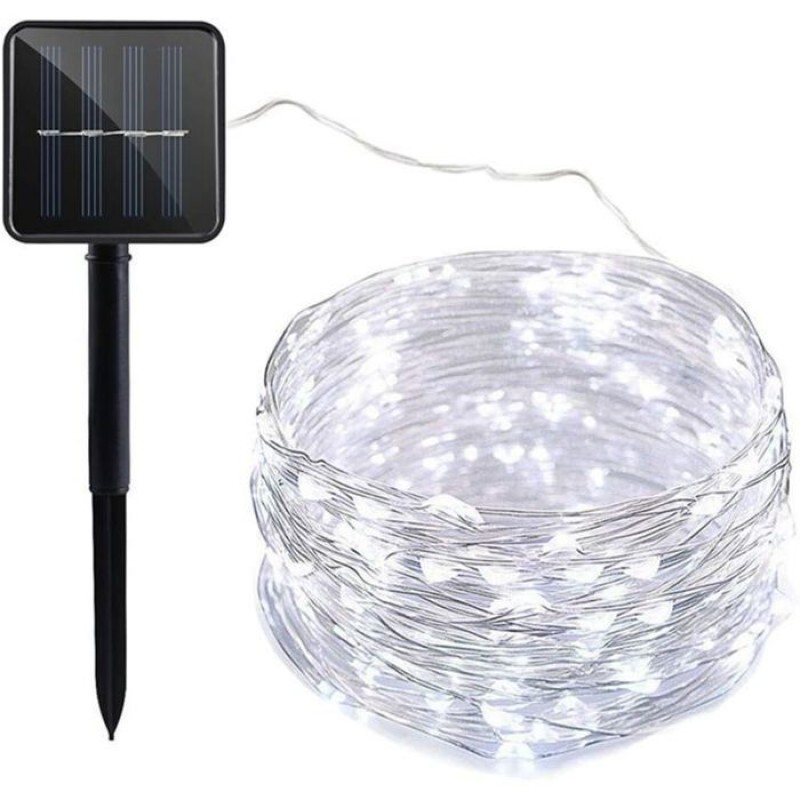 Solarbetriebene Lichterkette Für Den Außenbereich – 22 M – 200 Leds – 8 Modi – Wasserdicht (ip65) – Flexibles Kupferkabel – Solaraufladbar