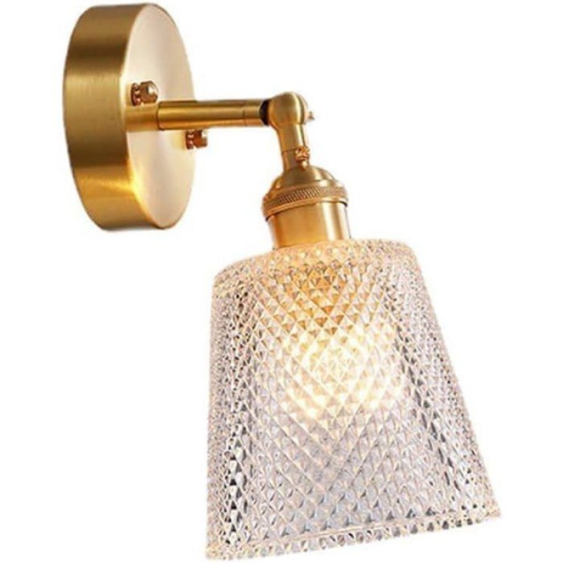 Vintage-wandleuchten Aus Messing – Gerippter Glasschirm – Verstellbar – Gebürstetes Kupfer