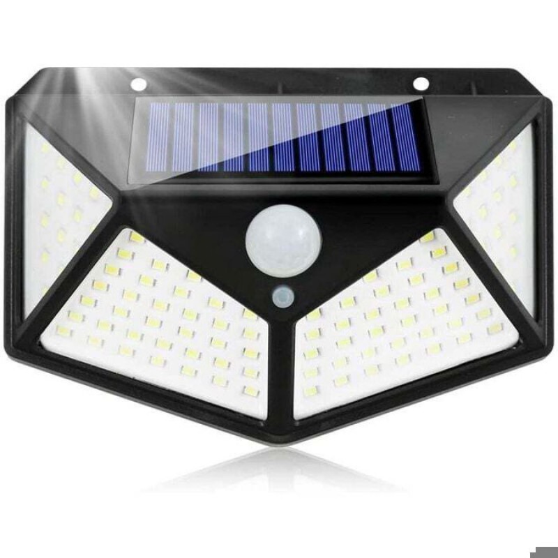 Solar-außenstrahler – 100 Leds – 270° Abstrahlwinkel – 3 Beleuchtungsmodi – Bewegungsmelder