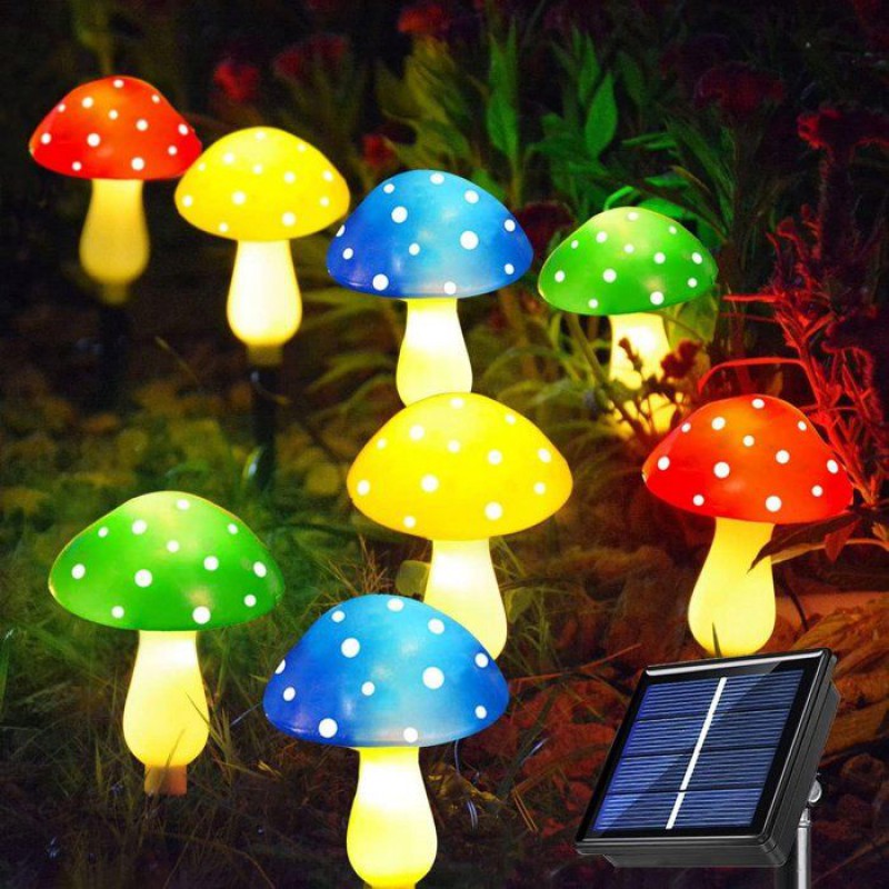 Solar-pilzlampe – 8er-set – Mehrfarbig – 8 Leuchtmodi – Wasserdicht