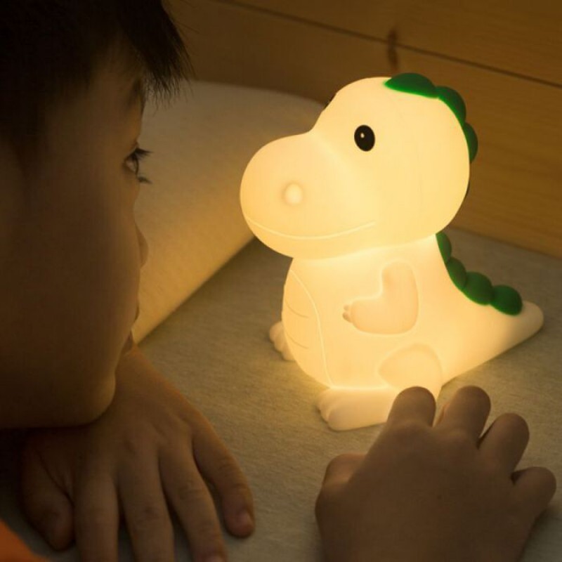 Led-dinosaurier-nachtlicht – Weiches Silikon – 7 Farben – Usb-aufladung – Nachttischlampe – Kindersicher
