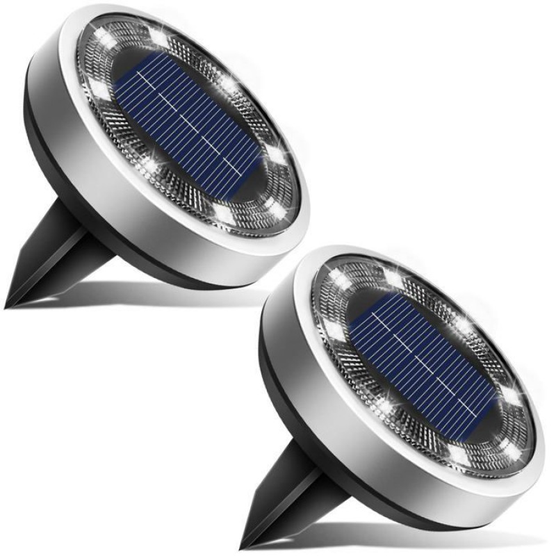 2er-set Solar-bodenleuchten, 8 Leds, Wasserdicht (ip65), Solar-gartenstrahler, Kaltweiß