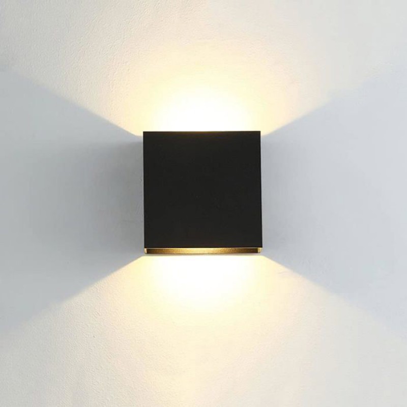 Moderne Led-wandleuchte Aus Aluminium, Schwarze Quadratische Wandleuchte, 10 X 10 X 5 Cm, Für Wohnzimmer, Schlafzimmer, Flur, Garten