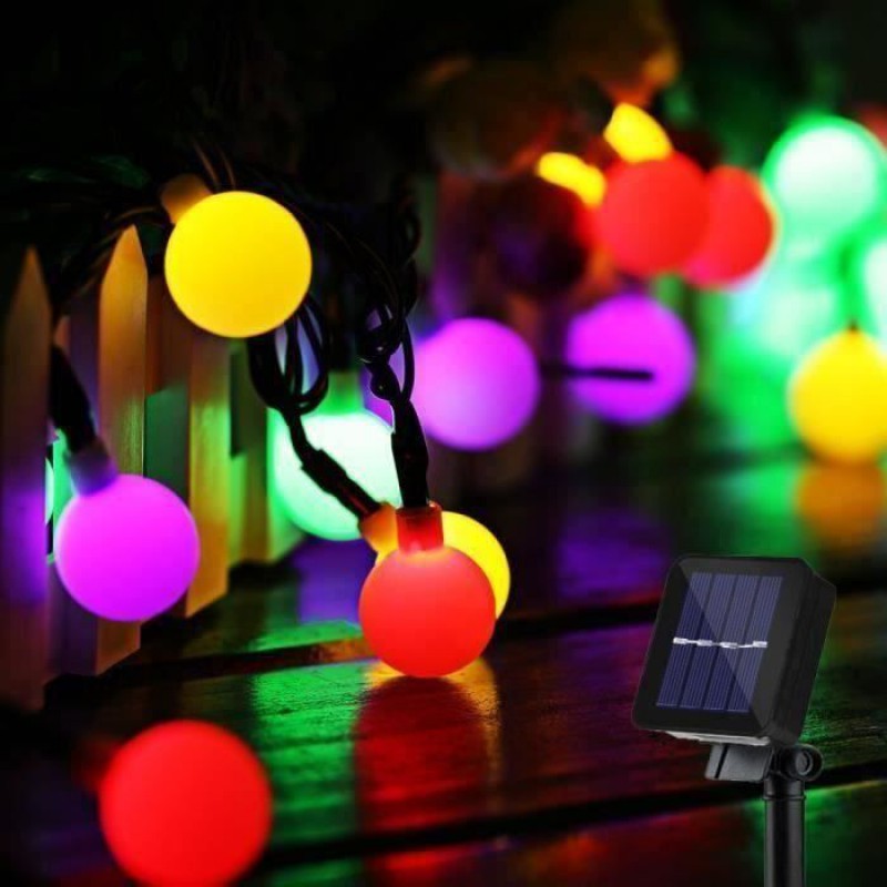 Shunli Solar-lichterkette, 50 Led-kugeln, 10 M Flexibles Kabel, Wasserdicht, Dekorative Beleuchtung Für Haus, Garten, Feste, Mehrfarbig