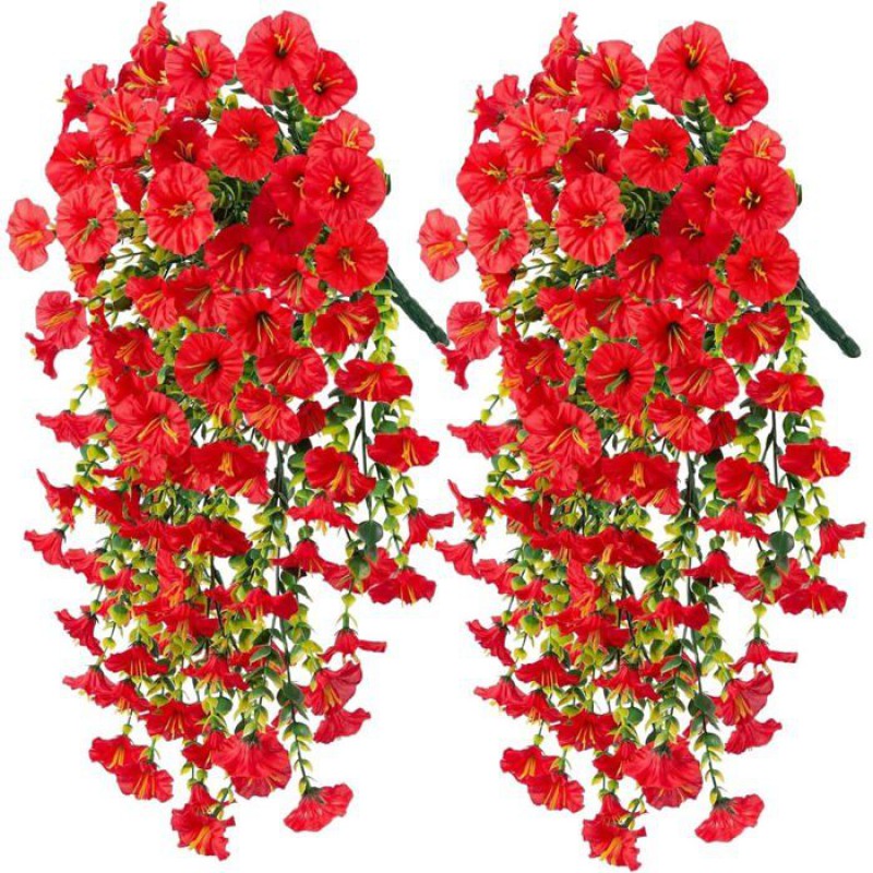 2 Künstliche Blumen, Zum Aufhängen Im Außenbereich, Uv-beständiger Kunststoff, Balkon- Und Gartendekoration, Realistisches Laub.