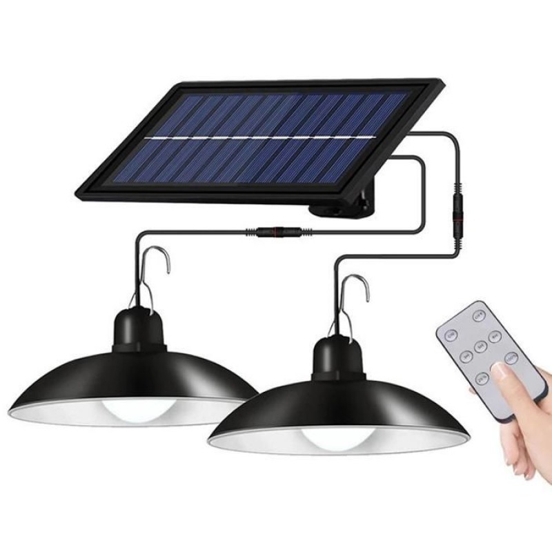 Solar-außenleuchte Mit Doppelseitigem, Hängendem Schirm Und Fernbedienung Für Haus, Terrasse, Garten, Label