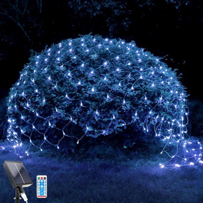 Solarnetz 3×2 M/192 Leds, 8 Modi, Fernbedienung, Wasserdicht, Für Balkon/zaun/weihnachtsbeleuchtung. Etikett