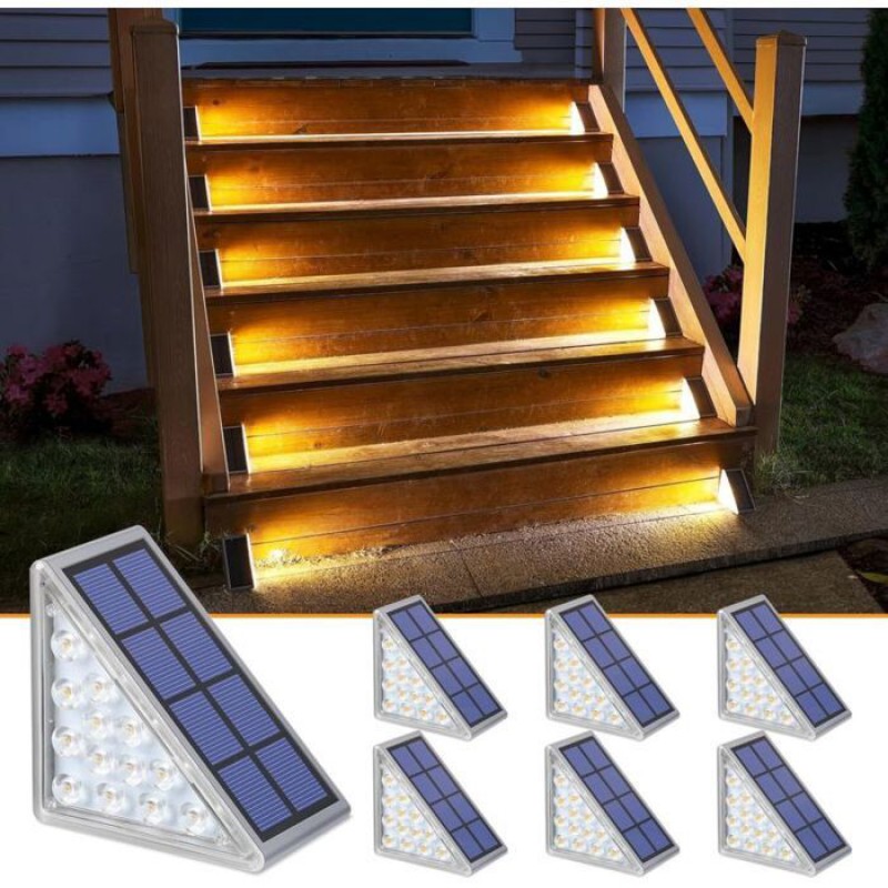 Solar-außenleuchten, 6er-set Treppenleuchten, Ip67 Wasserdicht, Automatische Ein-/ausschaltfunktion, Warmweiße Led-solarleuchten