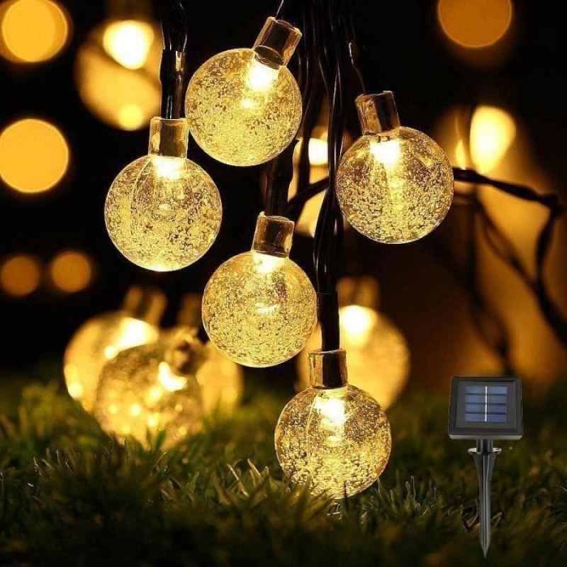 Solar-lichterkette, 30 Led-kristallkugeln, Solarbeleuchtung Für Den Außenbereich, Garten, Haus, Terrasse.