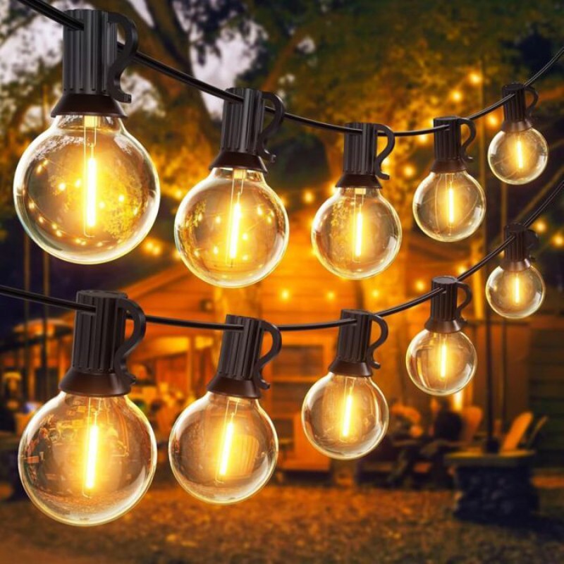 30 M Lange Lichterkette Für Den Außenbereich, Mit 50 + 2 G40-led-lampen, Ip45 Wasserdicht, Warmweiß