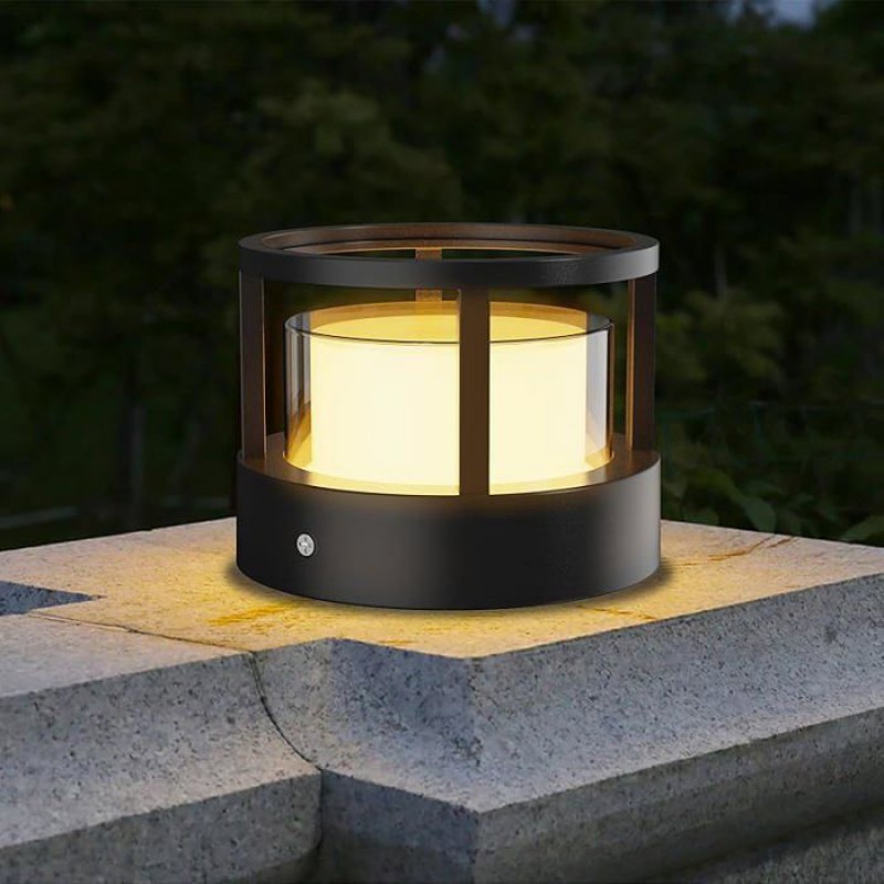 15-w-led-außenpollerleuchte, Runde Ip65-außenstehleuchte Aus Aluminium, Pollerleuchte Mit Wasserspender