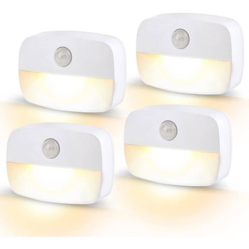 Bewegungsmelder-nachtlicht, [4er-pack] Batteriebetriebenes Klebe-nachtlicht, Warmweißes Licht [energieklasse D]