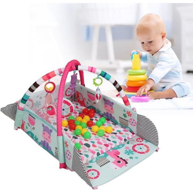 Bright Starts 5-in-1 Multifunktionale Entwicklungsspielmatte – Musikspielzeug, 30 Bälle Inklusive – Rosa