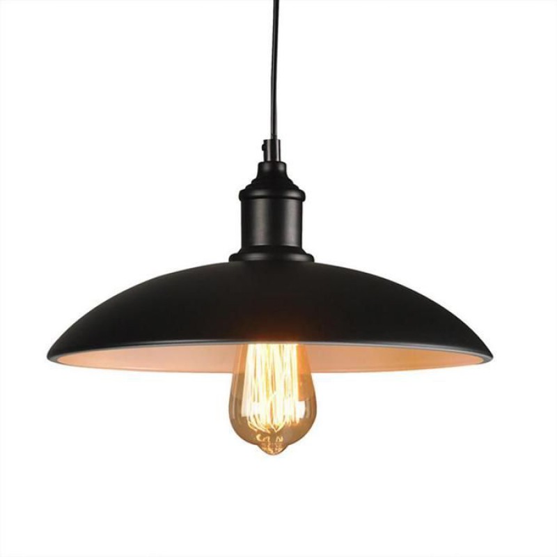 1 X Retro-pendelleuchte Im Vintage-stil, Deckenleuchte E27, Schwarzes Metall, Ø 32 Cm, Für Esszimmer
