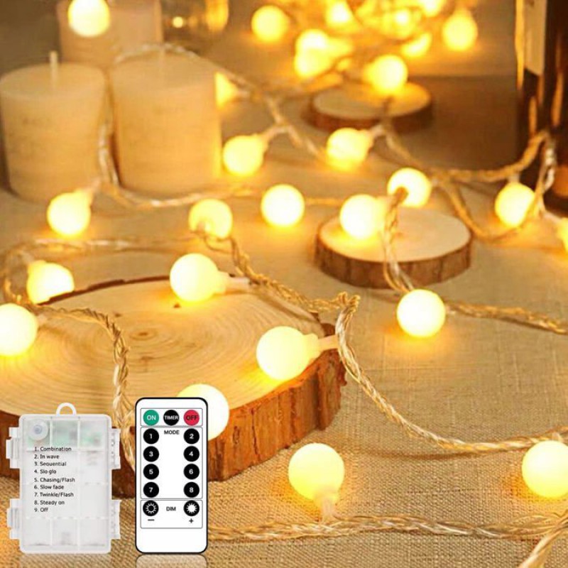Lichterkette Für Den Außenbereich, 10 M, 100 Leds, Batteriebetrieben, Wasserdicht (ip65), 8 Modi Mit Fernbedienung (weiß)