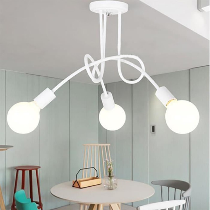 Sno Vintage-kronleuchter, 3-flammige Industrie-deckenleuchte, Moderner Weißer Metall-kronleuchter Mit E27-fassung Für Wohnzimmer Oder Schlafzimmer