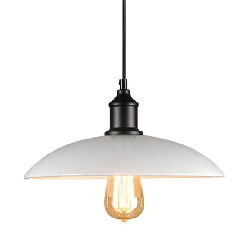1 X Retro-pendelleuchte Im Vintage-stil, Deckenleuchte E27, Weißes Metall, Ø 32 Cm, Für Esszimmer
