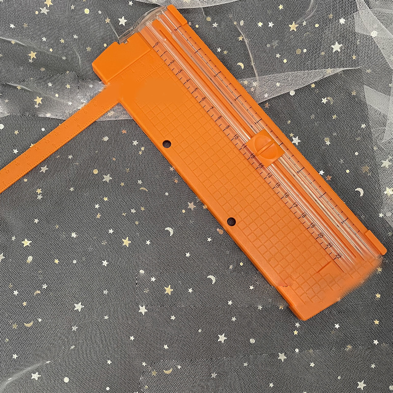 Mini-klapppapierschneider, Klare Skala, Gratfrei, Kohlenstoffstahl, Für Scrapbooking, Orange