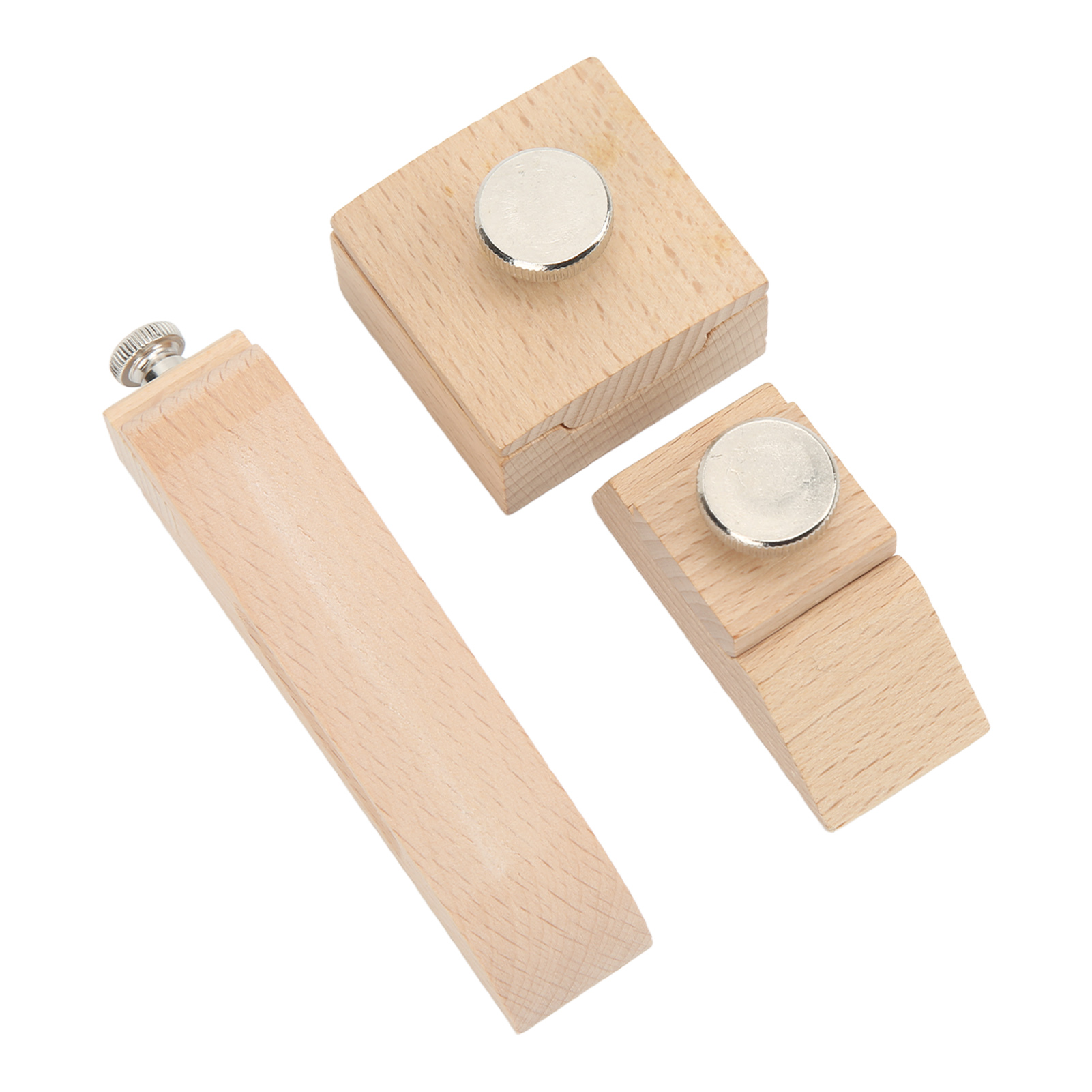 3-teiliges Set Aus Holzschleifklötzen, Keilförmig, Quadratisch, Abgeschrägt, Mit Clip, Zum Schleifen Von Lederkanten